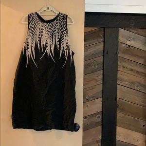 Uzi NYC Feathers Oxford Wrap Dress